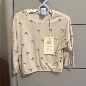 Kyte BABY Cream Acorn Pattern Long Sleeve Tee